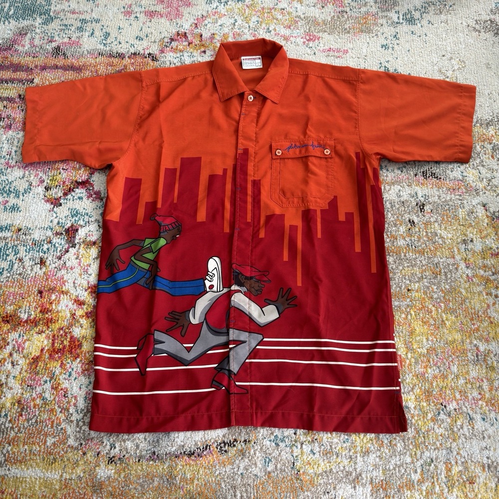 Vintage Y2K Fubu Platinum Fat Albert Button Up Short Sleeve Shirt L